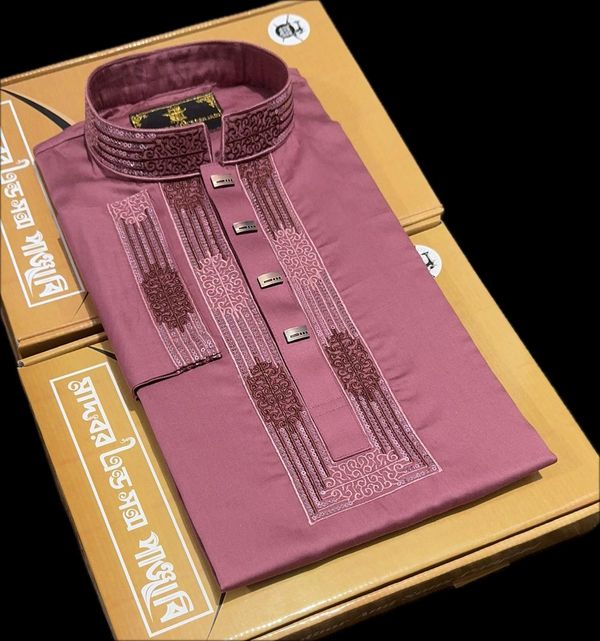 Maroon Panjabi with Elegant Embroidery