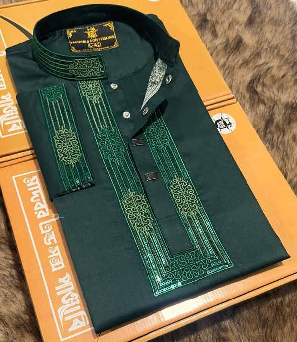 Green Embroidered Panjabi