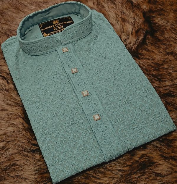 Soft Pink Embroidered Men's Panjabi - Traditional Festive Collection