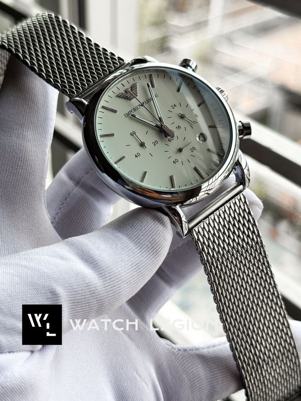 ARMANI MESH CHAIN GLOSSY WHITE DIAL
