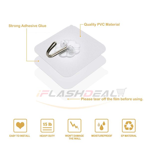 MAYTTO 8PCS Adhesive Hooks No-Drill - Image 2