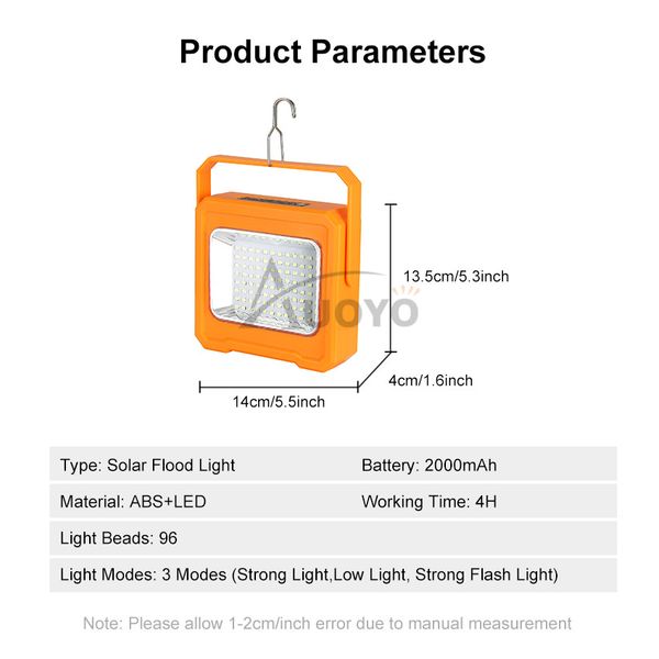 =999
Auoyo LED Solar USB Rechargeable Waterproof Handheld Portable Spotlight - Image 3
