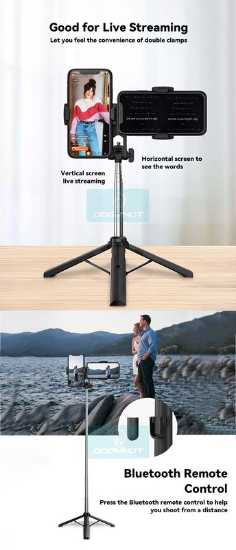 DoomHot Selfie Stick / Accessories Bluetooth Remote Dual Cell Phone Holder - Image 5