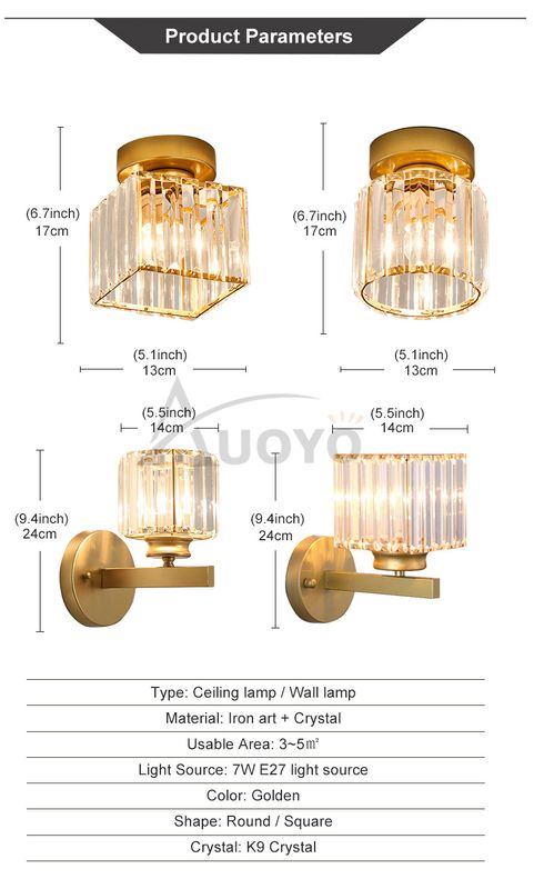 Auoyo Crystal Ceiling Lamp Wall Lamp - Image 5