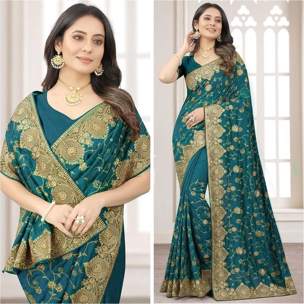 Embroidery & Sequence Work Party saree