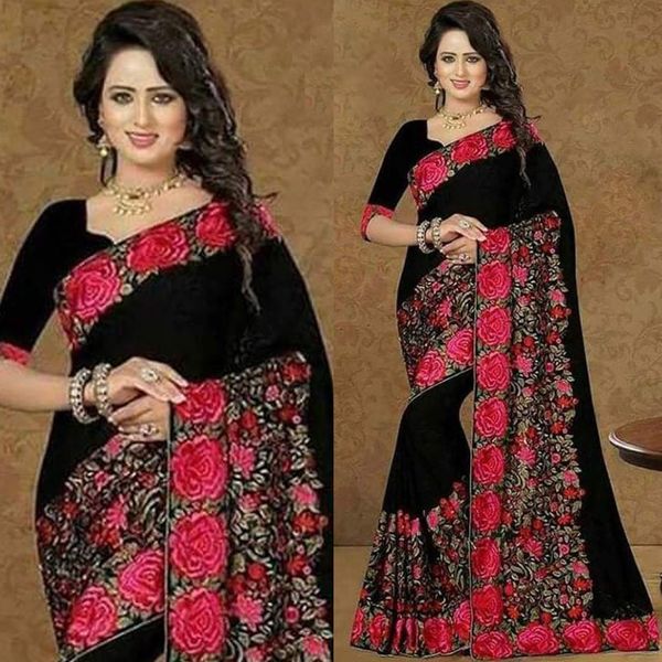 Embroidery work party saree