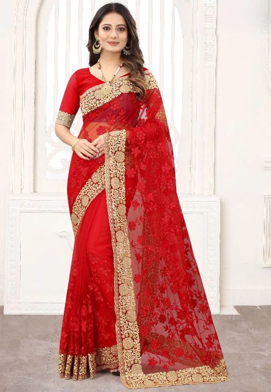 Embroidery & Sequence Work Party saree