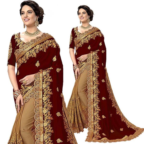 Embroidery work party saree