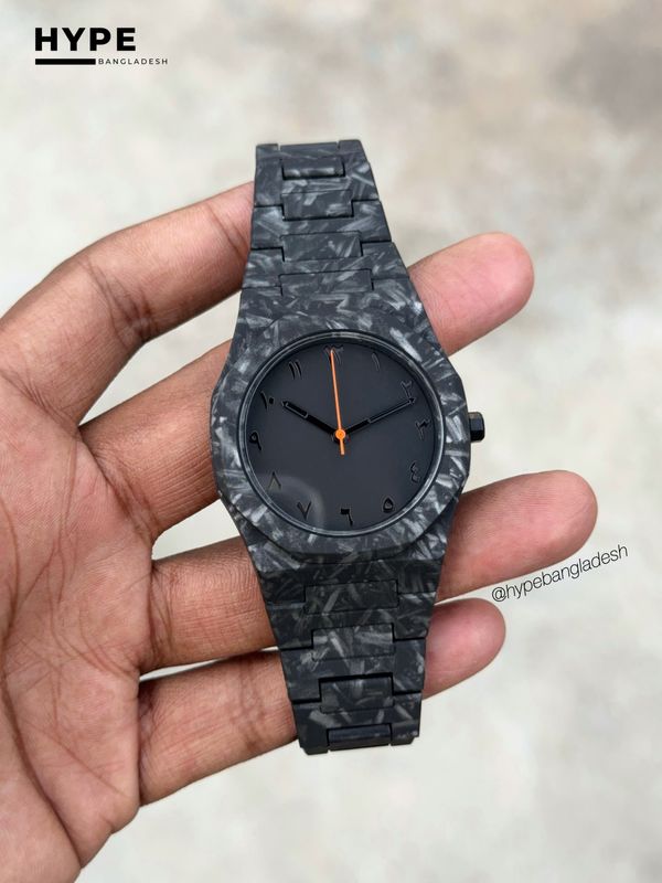 Frosted Chain Black Polycarbon Plastic Lightweight Watch