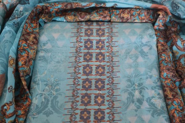 Womens Light Blue Premium Mannat Three Piece