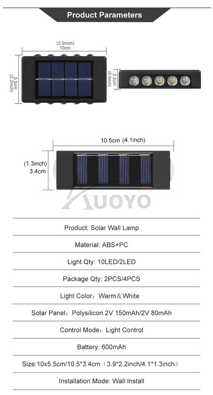 Auoyo 2LED10LED Solar Wall Light - Image 11