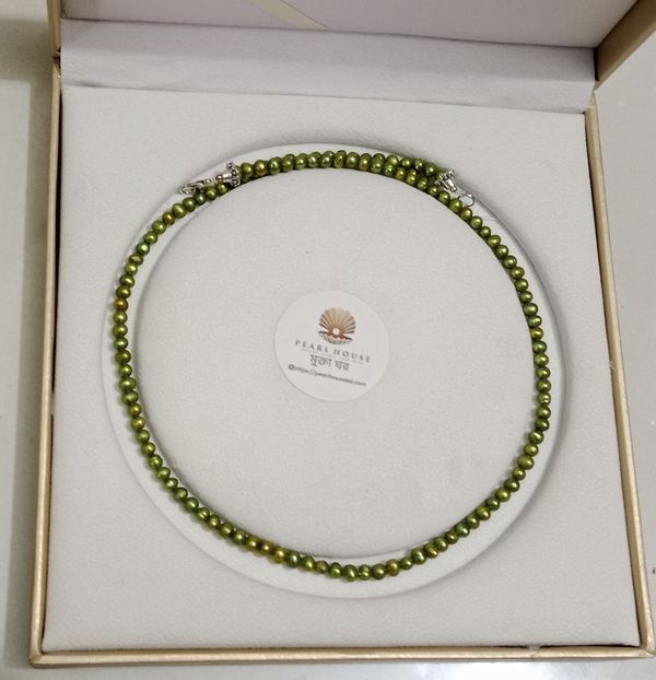 Green 4 mm Pearl Necklace