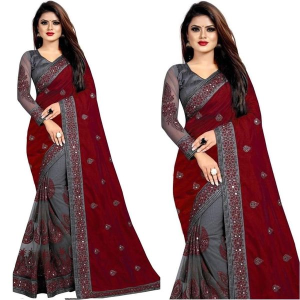Embroidery work party saree