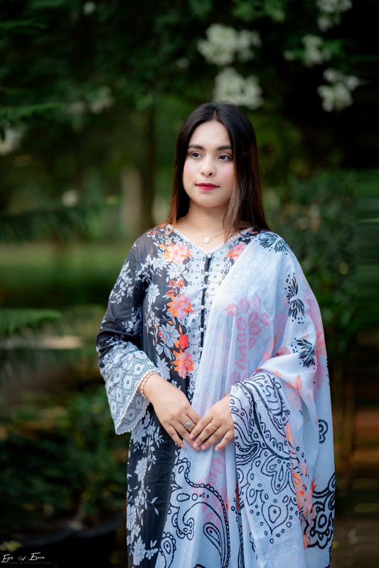 রজনীগন্ধা (Rajonigondha) Luxury Swiss Lawn Three-Piece