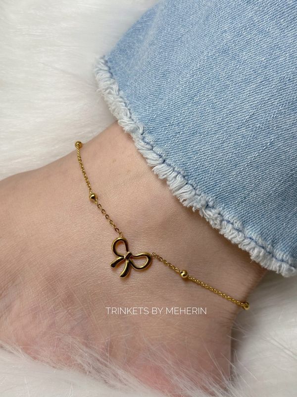 High quality bow design gold plated anklet
