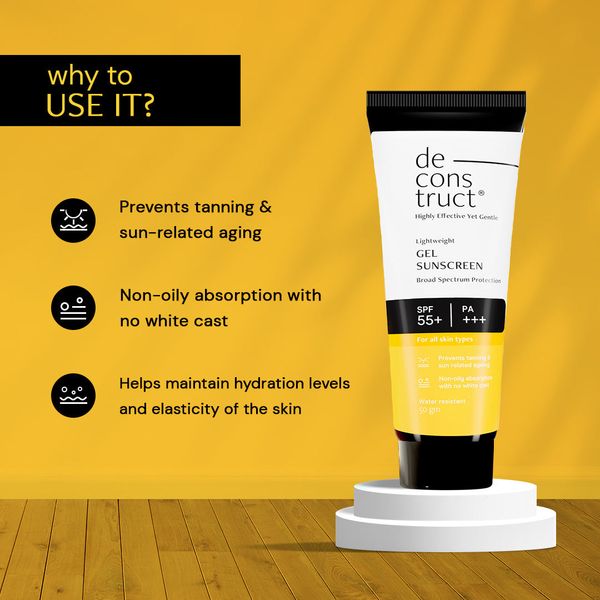 Gel Sunscreen For Oily Skin - SPF 55+ And PA+++ | Water Resistant Sunscreen (50 Gms) - Image 4