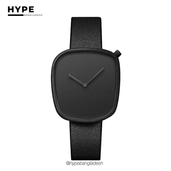 TOMI T-077 Unisex Leather Belt Casual Quartz Wrist Watch (Black)