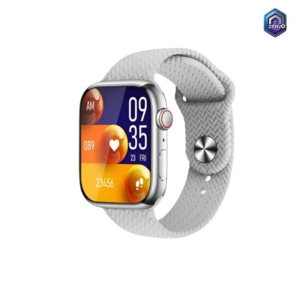 WS-S9 MAX Smartwatch with AMOLED Display and 2 Strap – Silver Color
