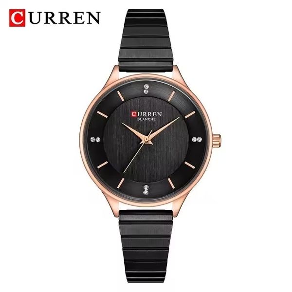 curren 9041 Ladies Chain Watch- Black Dial- Black Bezel- Black Chain- TF Code CR083CF