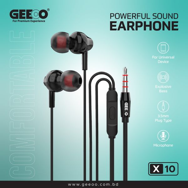 X10 Earphones by Geeoo – Crystal Clear Audio for Music Lovers