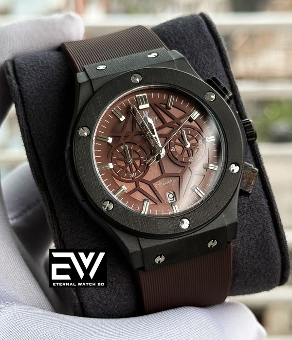 HUBLOT SPIDER CHOCOLATE SILICON BELT BLACK CASE
