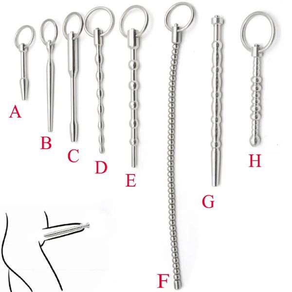 Stainless Steel Male Urethral Catheter Penis Beads Plug Stimulation Urethral Dilator Sounding Horse Eye Stimulator Men Sex Toy