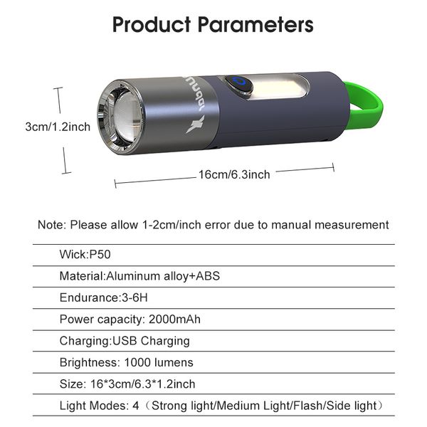 Auoyo light Keychain Torch Mini Telescopic Focusing light Strong Bright - Image 2