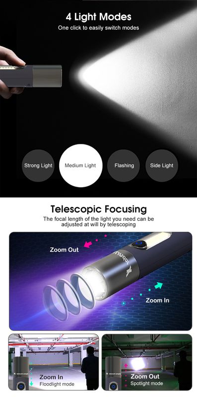 Auoyo light Keychain Torch Mini Telescopic Focusing light Strong Bright - Image 8