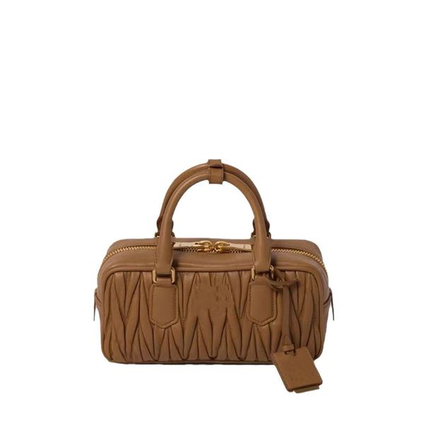 Cross-border New Miu Home BostonWomen's Bag Pleated Bowling Tren...