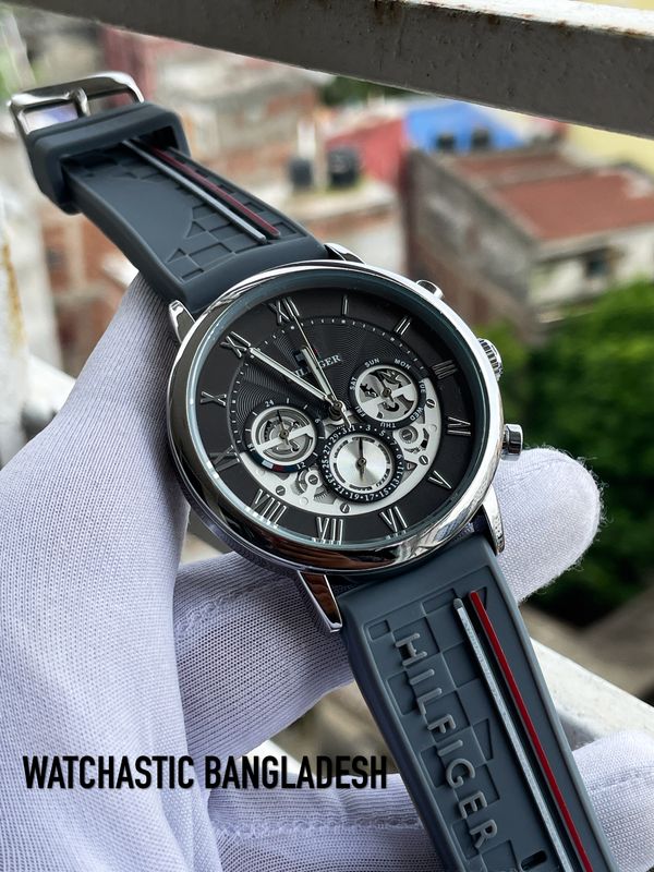 Hilfiger Silicone Grey Belt Grey Dial