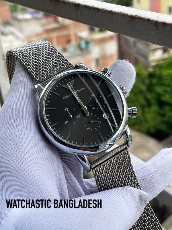 Armani Mesh Chain Glossy Grey Dial