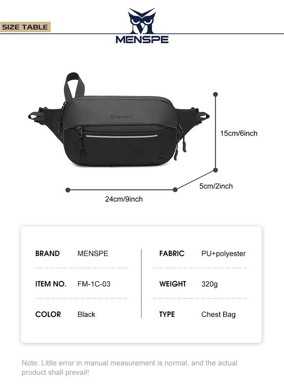 MENSPE Men Chest Bag Casual Waist - Image 9