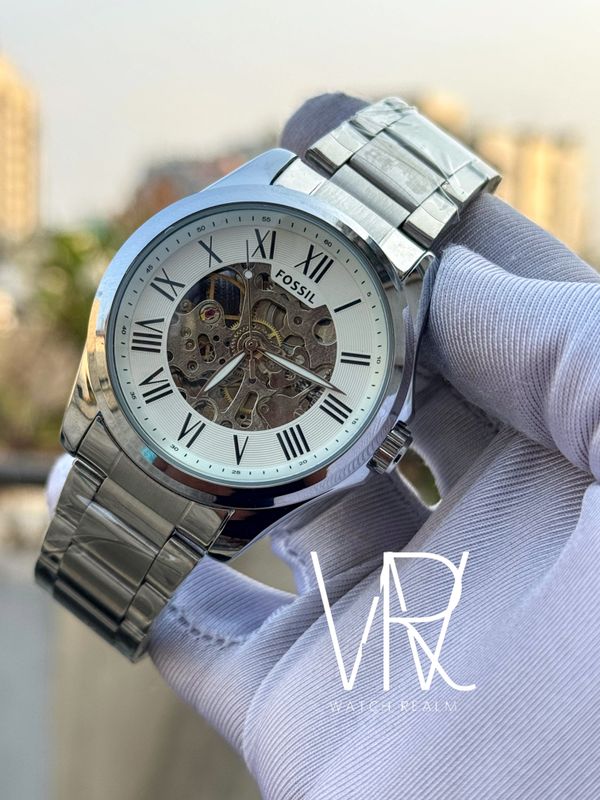 FOSSIL AUTO CHAIN WHITE DIAL