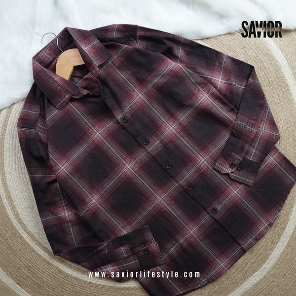Berry Smoke - Full Sleeve Pocket Less Check Shirt