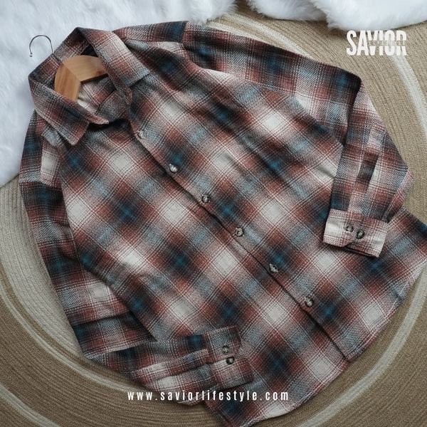 Coffee Grid - Full Sleeve Pocket Less Check Shirt