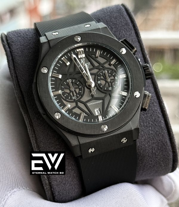 HUBLOT SPIDER FULL BLACK DIAL SILICON BELT