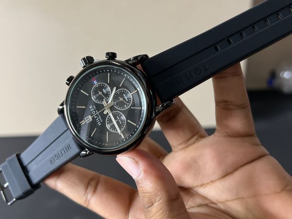 HILFIGER CHRONO BLACK FIBER BELT