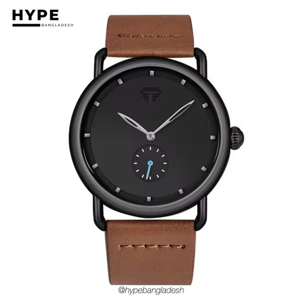 TOMI T-037 Men's Quartz Leather Belt Watch With Second Sub-Dial(Brown-Black)