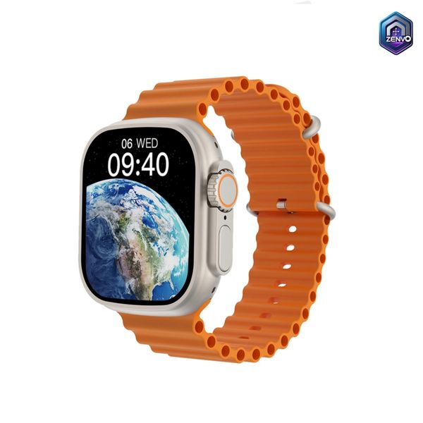 WiWU SW01 Ultra Max Wireless bluetooth Calling Smart Watch with Big Size screen + 2 Strap – Orange Color