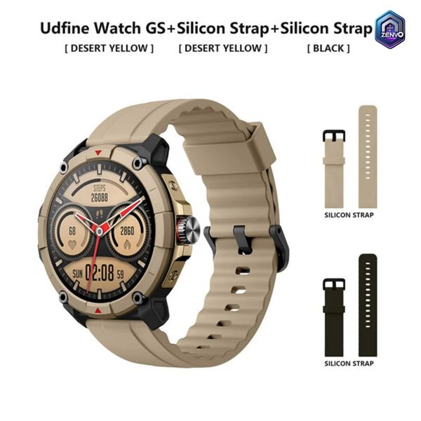 Udfine Watch GS 1.38″ HD Display Bluetooth Calling Alexa with GPS Smartwatch Double straps – Desert Yellow Color
