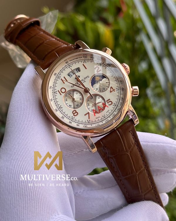 PP NUMERIC DIAL WHITE ROSE GOLD BROWN BELT(AA)