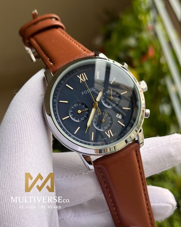 FOSSIL BROWN BELT BULE DAIL CHRONO (AA)