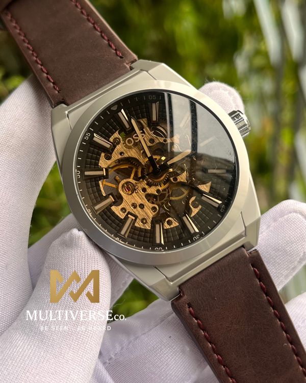 FOSSIL EVERETT BROWN BELT SILVER DIAL (AA)