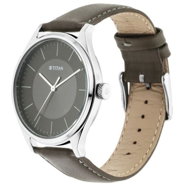 Titan Urban Edge Lustrous Olive Dial Leather Watch (NP1802SL08)