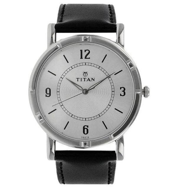 Titan Quartz Analog Silver Dial Leather Strap Watch for Men – NN1639SL03