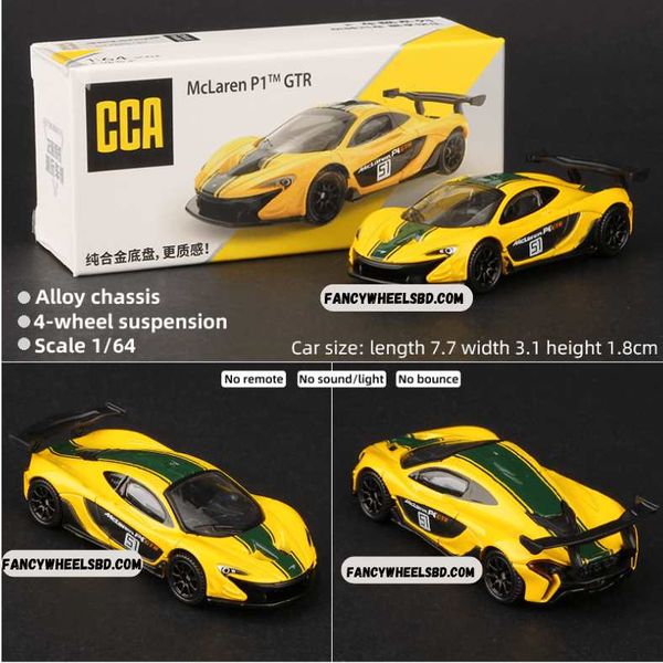 CCA 1:64 McLaren P1 GTR Yellow Diecast Model Car