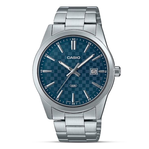 Casio VD03D-2A2 Men’s 42 mm Quartz Analog Watch – Blue Dial & Stainless Steel Bracelet