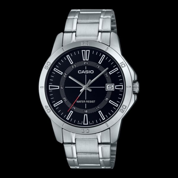 Casio V004D-1C Men’s 40 mm Quartz Analog Watch – Black Dial & Stainless Steel Bracelet