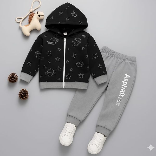 Elegant Stylish Baby chain hoody and trouser Set।