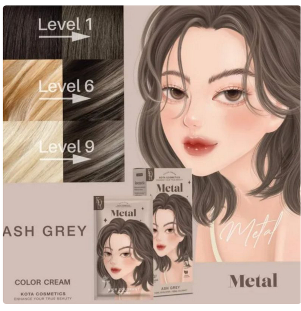 Kota Cosmetics Hair Color Cream Metal - Ash Grey - Image 2